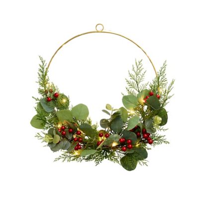 LED Festive Foliage Wreath Hoop Decoration image(1)