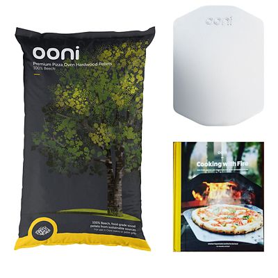 Ooni 10kg Wood Pellets with Book and Pizza Peel Bundle Lakeland