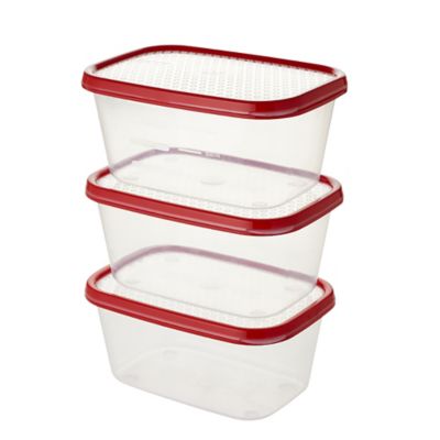 3Piece Lidded Food Storage Containers 1L Lakeland
