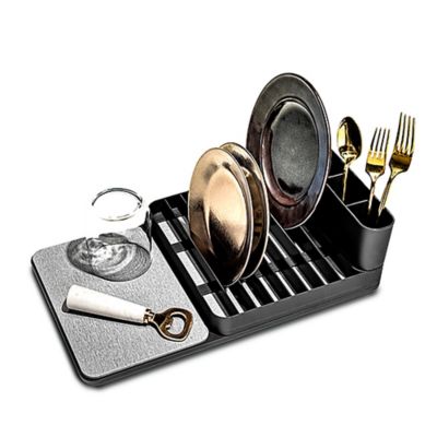 Addis Premium Soft Touch Dish Draining Rack, Black / Grey