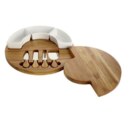 Lakeland Round Cheese Board with Knives Gift Set Lakeland