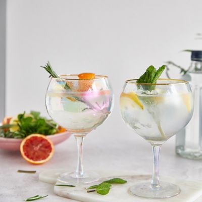 2 Iridescent Gin Balloon Glasses with Gold Rims 750ml  image(2)