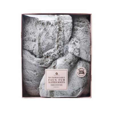 Grey Faux Fur Microwavable Slippers image(3)