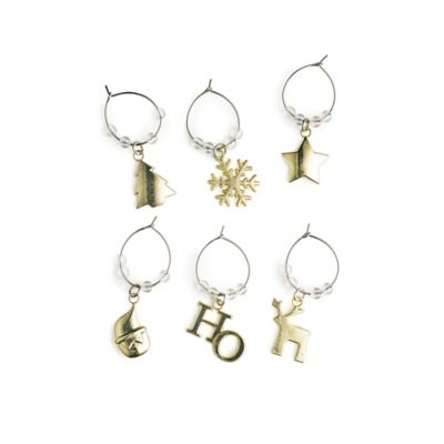 6 Christmas Wine Glass Stem Charms Lakeland
