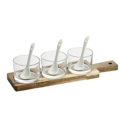 Lakeland Glass Serving Trio with Wooden Paddle Lakeland