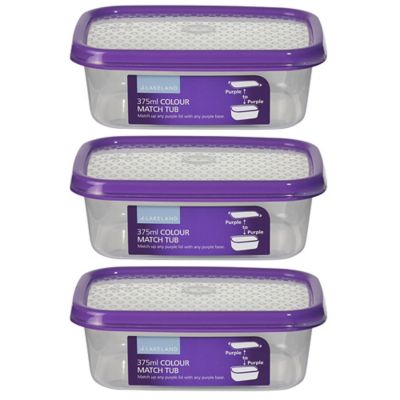 Colour Match Lidded Food Storage Containers 375ml x 3 Lakeland