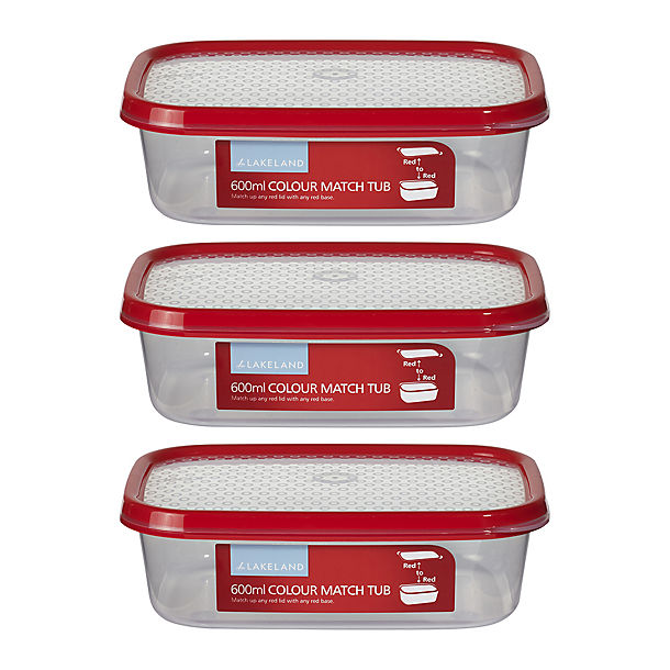 Colour Match Lidded Food Storage Containers 600ml x 3 image(1)