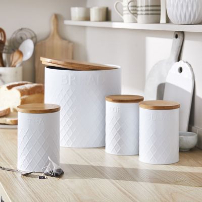 Typhoon Embossed White Tea Storage Canister with Bamboo Lid image(2)
