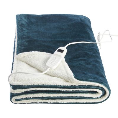 Lakeland Sherpa Electric Heated Throw Dark Emerald 120 x 160cm Lakeland