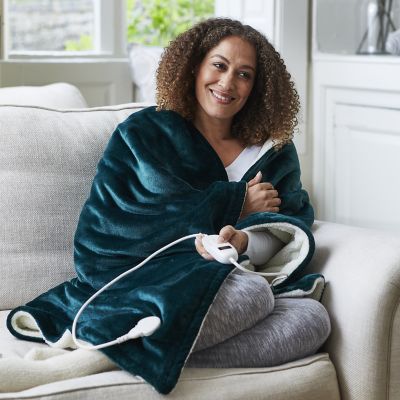 Lakeland Sherpa Electric Heated Throw Dark Emerald 120 x 160cm image(3)