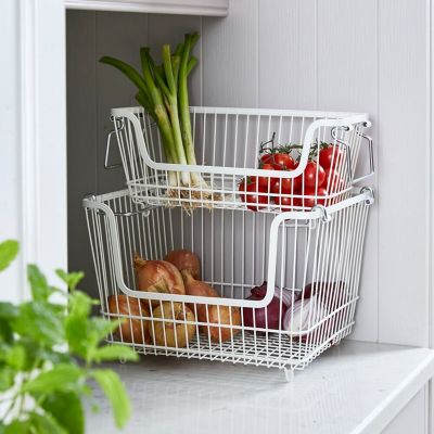 Lakeland Small Multi-Purpose Stackable Wire Storage Basket – Cream image(5)