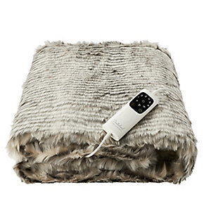 Dreamland Deluxe Zebra Faux Fur Electric Heated Throw 