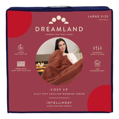 Dreamland Cosy Up Silky Soft Faux Fur Heated Throw Terracotta image(6)