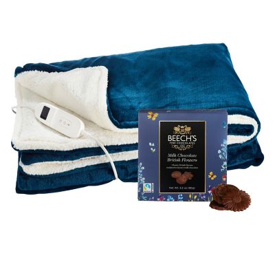 Lakeland Sherpa Heated Throw and Beech's Chocolates Gift Bundle Lakeland