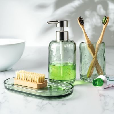 Lakeland 3-Piece Green Glass Bathroom Set image(2)