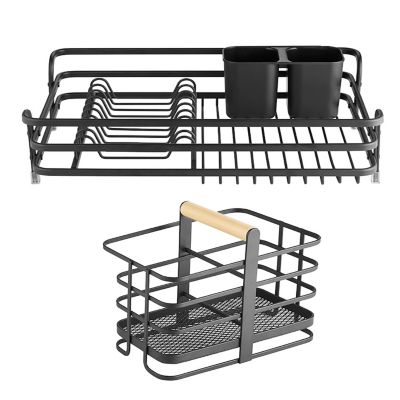 Triangle Roll-Up Dish Drying Rack - Small Foldable Silicone Coated for Sink  Corner, Stainless Steel Over Sink Organizer, Drainer Caddy and Space Saver