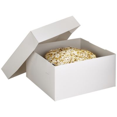 Square Flat Pack Cardboard Cake Box & Lid 20cm, White | Lakeland