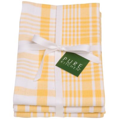 Set of 3 Lemon Jumbo Check Tea Towels image()