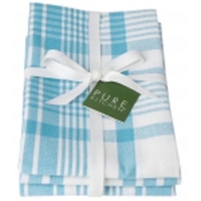 3 Bali Blue Jumbo Check Tea Towels Lakeland