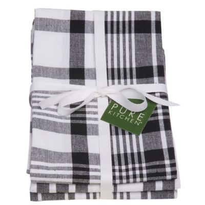 Black Jumbo Check Tea Towels x 3 Lakeland