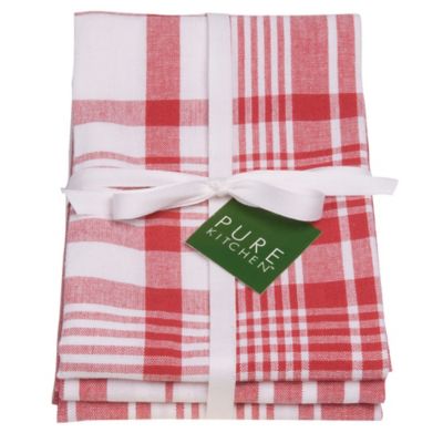 Red Jumbo Check Tea Towels x 3 Lakeland