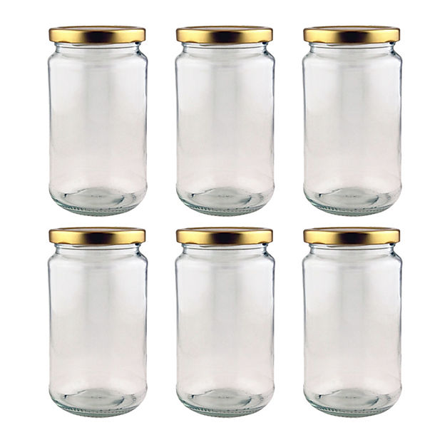 6 Standard Traditional Pickling Glass Jam Jars & Lids 1lb 454g image(1)