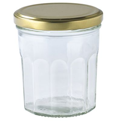 6 Faceted Small Glass Jam Jars with Lids 324ml image(2)