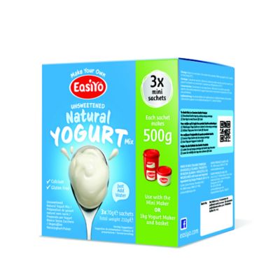 EasiYo Unsweetened Natural 500g Yogurt Mix (3 x 70g) image()