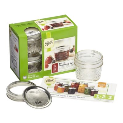 4 Ball Regular Mouth Quilted Crystal Mason Preserving Jars 135ml image(2)