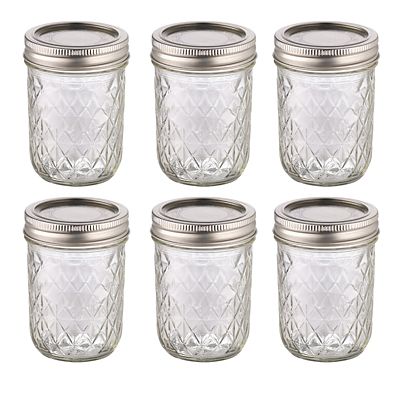 新品FRUITEAM oz Mason Jars with Lids and Bands-Set of 12, Quilted Crystal  Jars Ideal for Jams, Jellies, Conserves, Preserves, Fruit Syru 