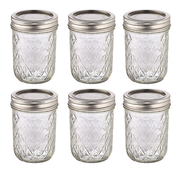 6 Ball Regular Mouth Quilted Crystal Mason Preserving Jars 240ml image(1)