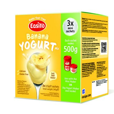 EasiYo Banana 500g Yogurt Mix Sachets x3 Lakeland