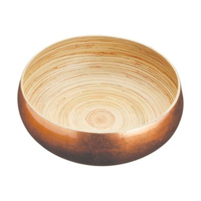 Artesa Large Bamboo Serving Bowl with Copper Finish Lakeland