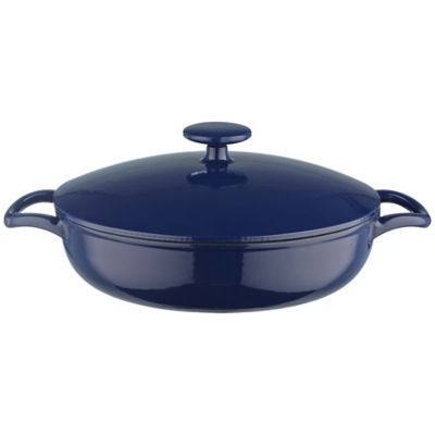 Lakeland 26cm Midnight Blue Shallow Round Cast Iron Casserole image(1)