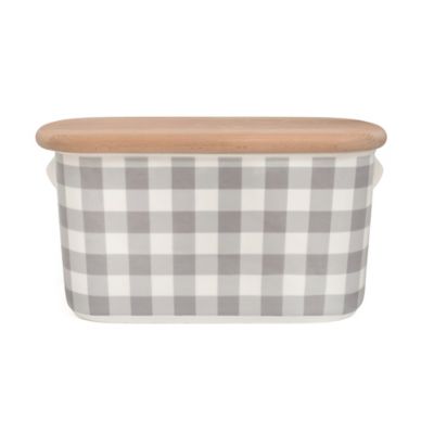 Nigella Grey Gingham Bread Bin Lakeland