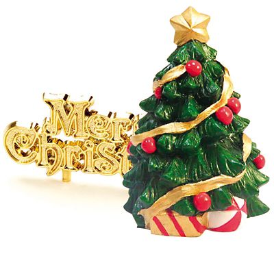 Large Christmas Tree Cake Topper With Christmas Motto 2 Piece Set Lakeland