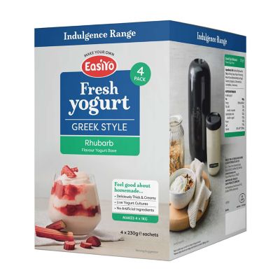 EasiYo Indulgence Greek Style Rhubarb Yoghurt Mix x 4 image(1)