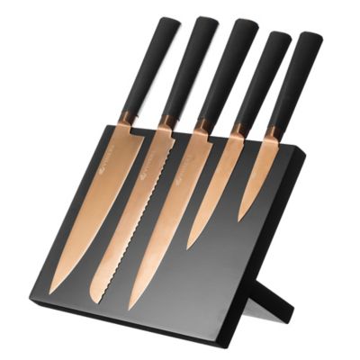 Viners Titan Copper Kitchen Knife & Knife Rack Set, 6 Piece