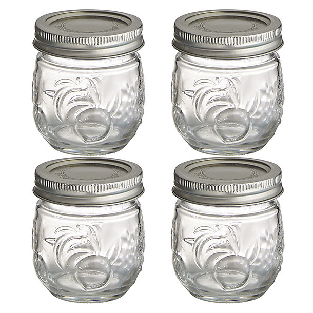 4 Ball Fruit Design Small Glass Jam Jars and Lids 240ml image(1)