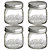 4 Ball Wide Mouth Contemporary Glass Jam Jars and Lids 490ml