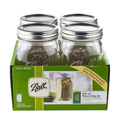 4 Ball Wide Mouth Fruit Design Mason Preserving Jars 945ml - (Image 3)