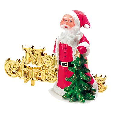 Father Christmas Cake Topper with Merry Christmas Motto - 2 Piece Set image(1)