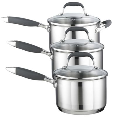 Lakeland Stainless Steel 3pc Saucepan Set Lakeland