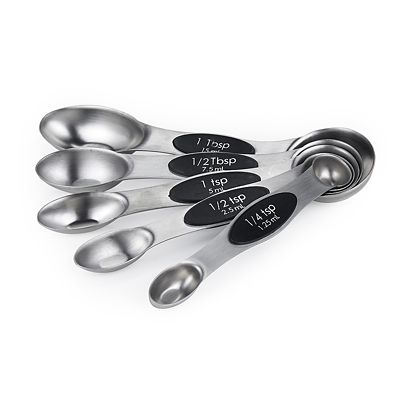 Set of 6 Magnetic Measuring Spoons, Stainless Steel, Double-headed Spoons, for Measuring Dry and Liquid Ingredients, Stackable Soup Spoons, Tea Spoons