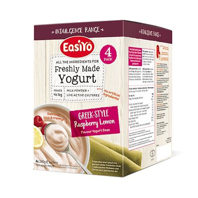 EasiYo Indulgence Greek Style Raspberry Lemon Yogurt Mix x 4 image(1)