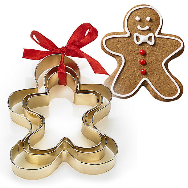Golden Gingerbread Men Cookie Cutters Set of 3 image(1)