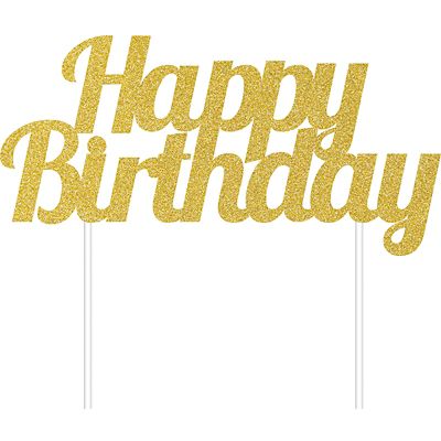 Happy Golden Birthday Cake Topper, Happy Birthday, 25th Birthday, 50th  Birthday, Gold Glitter Cake Topper 