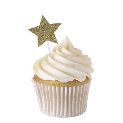 Gold Glitter Star Cake Toppers 12 Pack image(1)