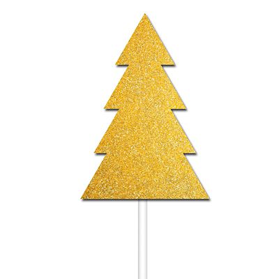 Gold Glitter Christmas Tree Cake Toppers 12 Pack image(2)