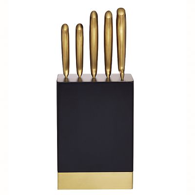 MasterClass 5-Piece Brass-Coloured Stainless Steel Knife Set and Block - (Image 3)